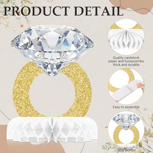 Image of Faccito 9 Pcs Diamond Ring Centerpiece Engaged Diamond Rings Decor for Bachelorette Party Engagement Party Bridal Shower Wedding Anniversary Decoration Supplies