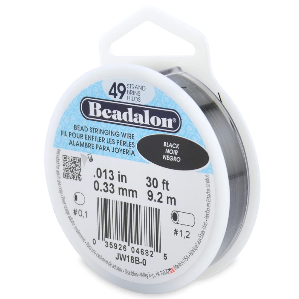 Beadalon 9.2 m Reel 0.33 mm Diameter 49 Strand Wire, Black