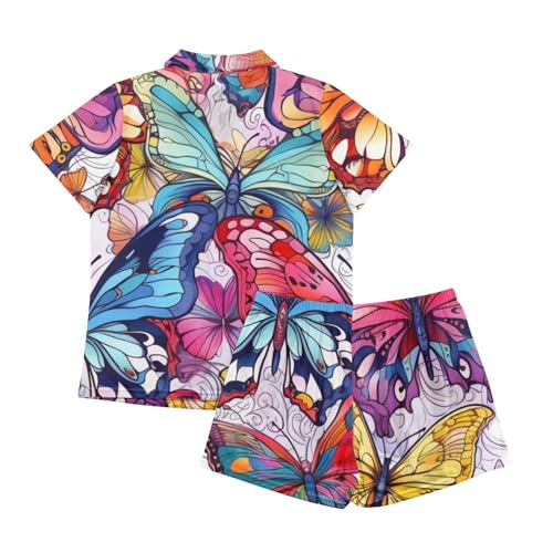 Image of Pjs Womens Short Sleeve Button Down Pajamas Set Two-Piece Nightwear with Pockets