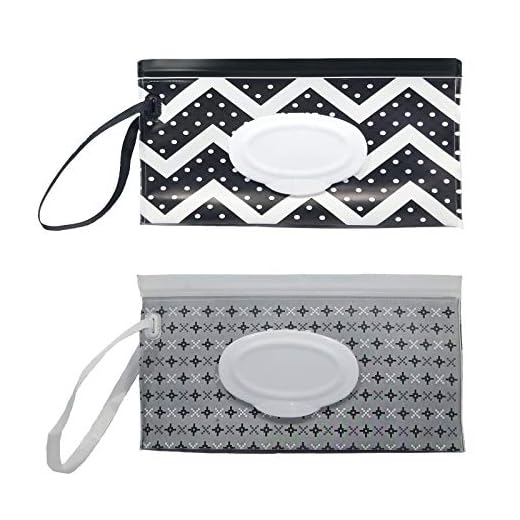 Portable Refillable Wet Wipes Dispenser, Baby Wipes case Pouch for Diaper Bag, Reusable Travel Wet Wipe Holder (2 Pack)(A)