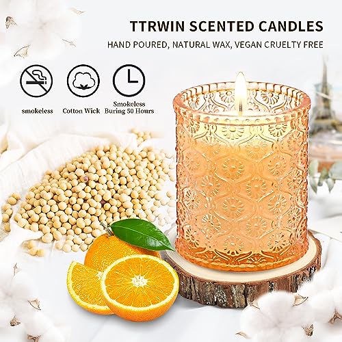 TTRWIN Scented Candle Gift for Women, Orange Home Scented, 7Oz Natural Soy Wax Candles, 50h Long Burning, Aromatherapy & Stress Relief, Decoration for Christmas, Birthday, Mother's Day - Image 3