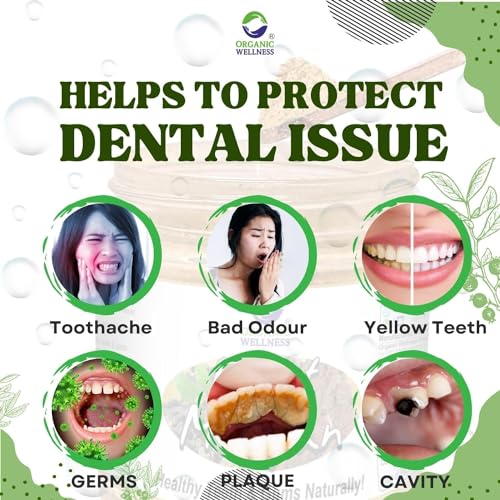 Image of ORGANIC WELLNESS Dant Manjan Tooth Powder 50 Gram Bottle II Bad Breath II Teeth Whitening (Pack of 2)