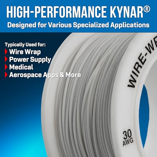 Fil Kynar 30 AWG blanc Jonard isolant haute résistance 50ft
