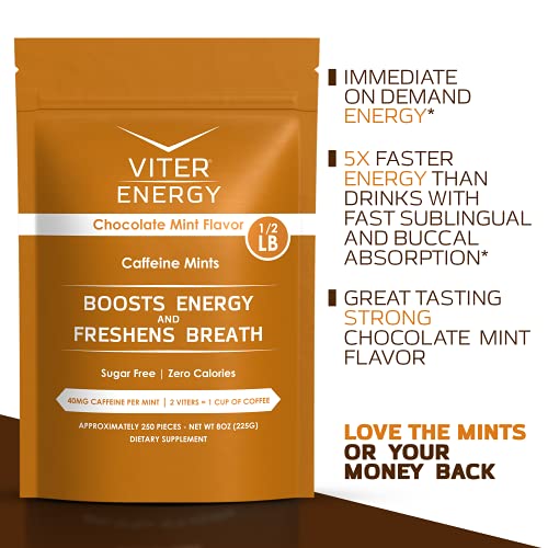 Viter Energy Original Caffeine Mints Chocolate Mint Flavor 6 Pack And 1/2 Pound Bulk Bag Bundle - 40Mg Caffeine, B Vitamins, Sugar Free, Vegan, Powerful Energy Booster For Focus And Alertness #TOP6