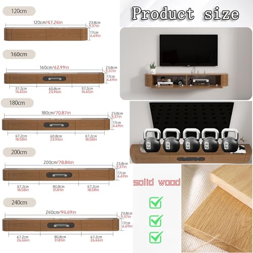 Meuble TV flottant avec tiroirs pour ranger décodeur et console de jeux - 5