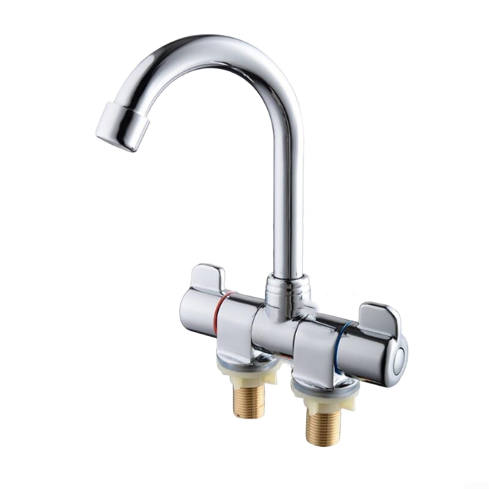 360-Degree Swivel Kitchen Faucet for RVs - Double Handle Control Foldable Water Tap for Camper Caravan Boat - Ideal for Outdoor Cooking and Camping (001)
