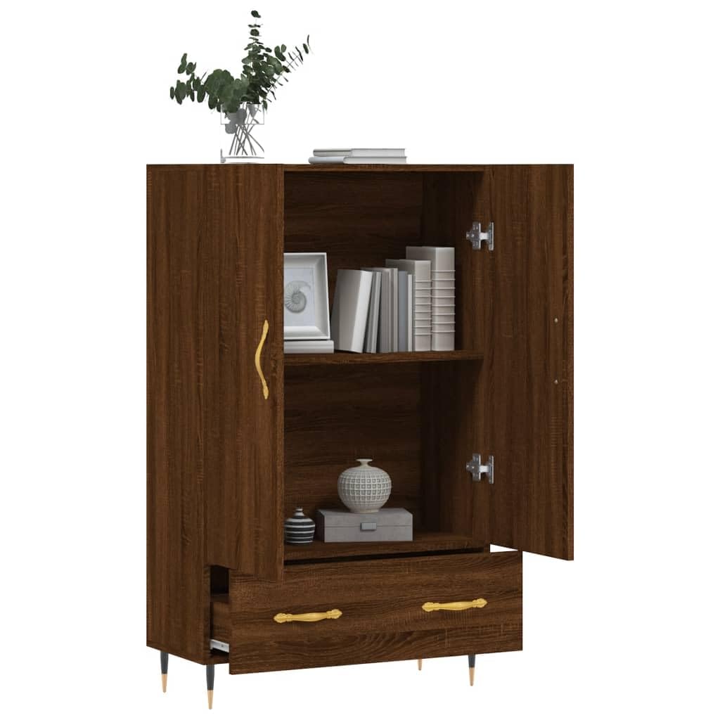 Möbel Wohnaccessoire Highboard Braun Eiche 69,5 x 31 x 115 cm Bauholz