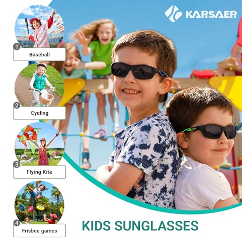 Karsaer Vision Kids Polarized Sports Sunglasses TPEE Unbreakable Glasses for Girls Boys Age 3-8 Cycling Running2