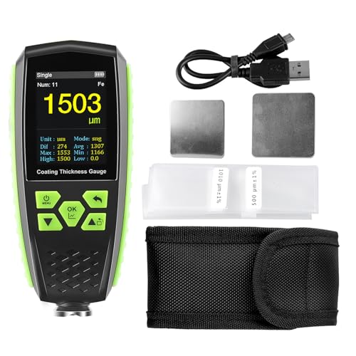 Medidor Digital de Espesor de Pintura, Calibrador para Acero y Aluminio, Rango de Medición 0-1300 μm y Resolución 0,1 μm, Pantalla LCD, para Trabajo en Metales miniatura 3