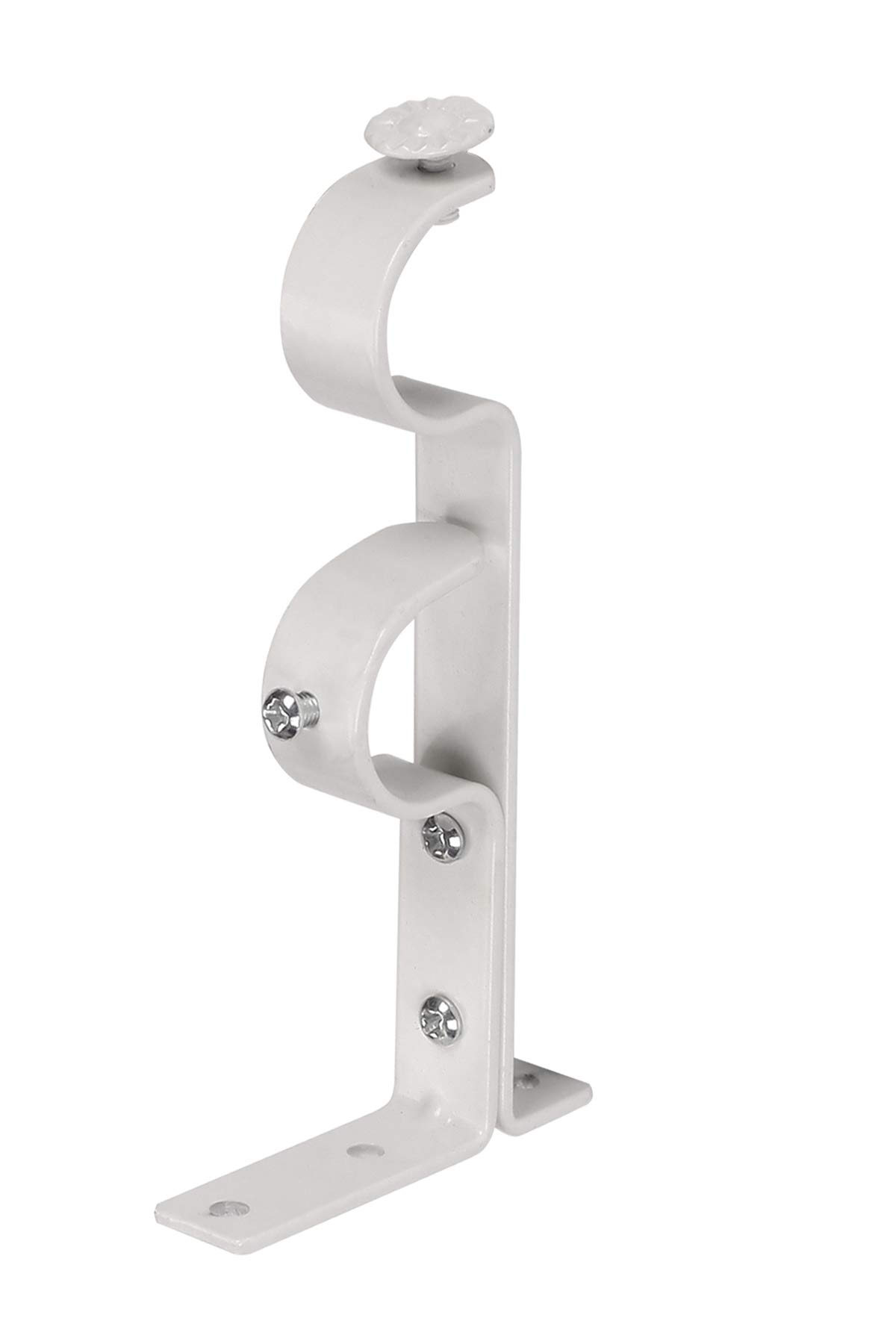 HomeHarmony® Pack of 2 Double Curtain pole Holder Hanging Bracket Set Heavy Duty Metal made to fit up to 28mm Diameter Curtain Pole (White)
