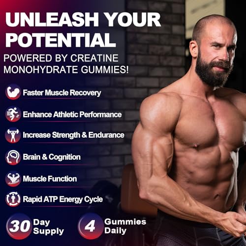 Image of Creatine Monohydrate Gummies for Men & Women, Gummies Sugar Free Mixed Flavored with L-Taurine, BCAA 2:1, B12 B6 for Boost Strength, Focus & Endurance, Vegan, Non-GMO, 120pcs