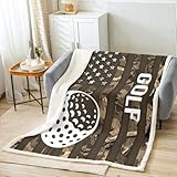 feelingyou Manta de forro polar para niños, diseño de pelota de golf, con temática deportiva, para adultos y hombres, rústica, bandera de Estados Unidos, de poliéster, ligera, 229 x 229 cm