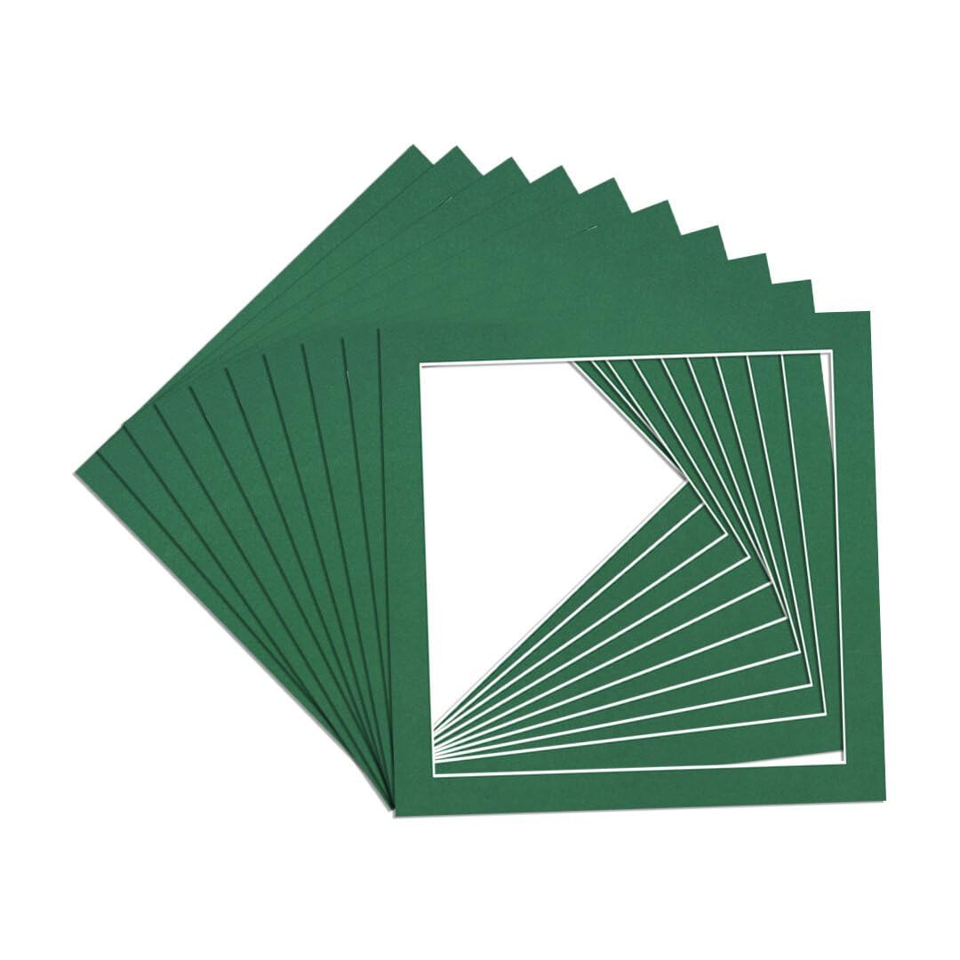 Procut Global 12x12" Emerald Picture Mounts to Fit 10x10" Aperture - Precision Cut Cardboard Photo Mount - Ideal for Frames, Prints, Artwork & Certificates - Sizes & Colours Available - 10 Pack โ image 1