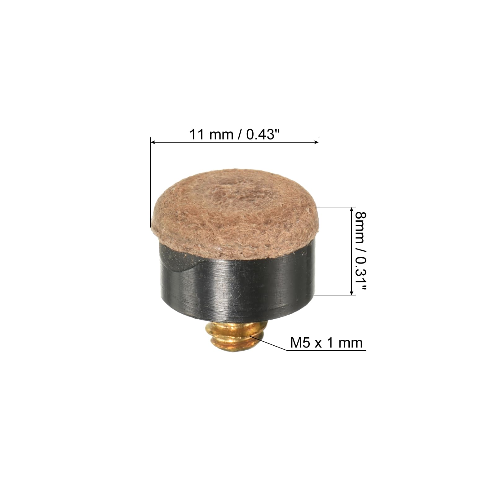 PATIKIL 11mm Diámetro Atornillables Billar Tacos Puntas, 10 Paquete Billar Tacos Puntas Snooker Billar Suministros Billar Palo Puntas Reemplazo Accesorios, Marrón