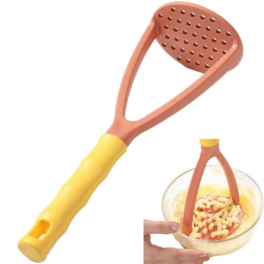 Fituenly Pink Potato Masher With Non-Slip Handle Plastic Garlic Press Manual Fruit Vegetable Baby Food Masher For Cooking Kitchen Gadget