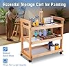 Falling in Art Wooden Rolling Cart, Beechwood Art Supply Storage Organizer with Caster Wheels, 3-Tier Rolling Utility Cart Organizer for Studio and Classroom Use, Natural #4