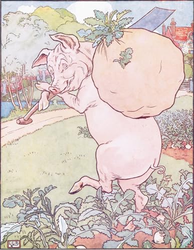 Affiche Le petit cochon s'est levé à cinq heures par Leonard Leslie Brooke, art mural 60x90cm