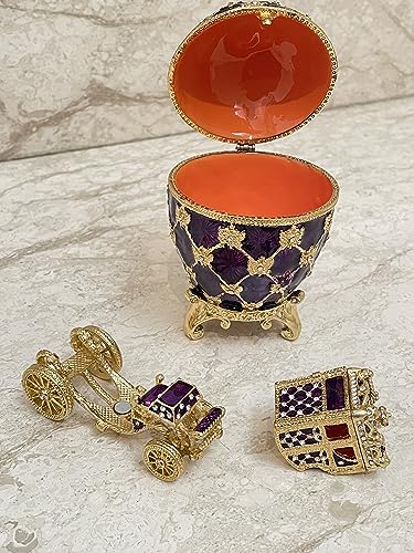 Œuf Fabergé boîte à bijoux homme violet et or : idée cadeau luxe et déco bureau - 7