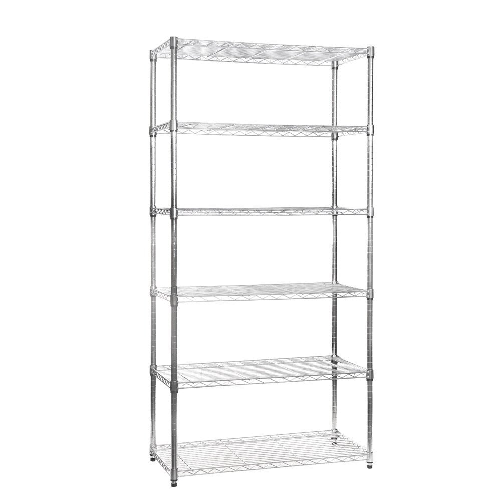 Shopfitting Warehouse Chrome Wire Shelving Unit - 6 Tier, H1800 x W900 x D450 mm
