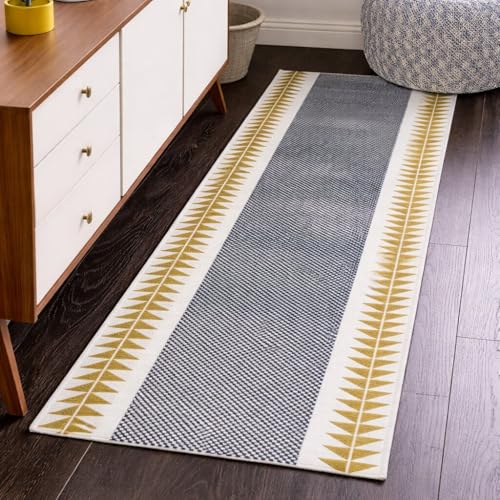 STONEMUNK® Printed Cotton Rug Runner for Kitchen, Bedroom, Living Room - 2x5 Feet Durable Floor Dhurrie for Entryway 22x60 Inches - (Checkerboard Pattern)