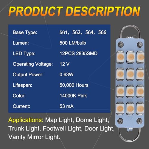 Lámparas LED Festoon Rígidas 44mm Rosa 4 unidades miniatura 6