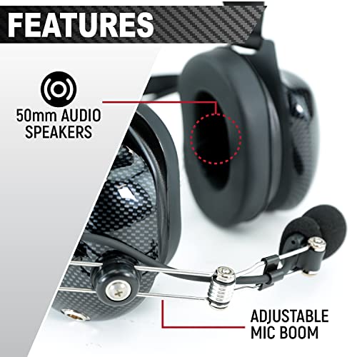 Rugged Carbon Fiber Behind The Head Headset And Adaptor Cable For Racing Radios Electronics Communications Kenwood & Baofeng – Features 2-Pin To 5-Pin Coil Cord Volume Control Knob 3.5Mm Input Jack #TOP2