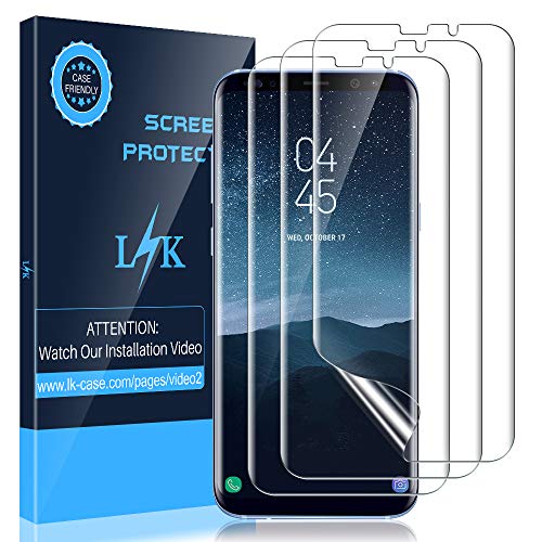 LK [3 Pack] Screen Protector for Samsung Galaxy S8, [Flexible Film] HD Clear Bubble Free