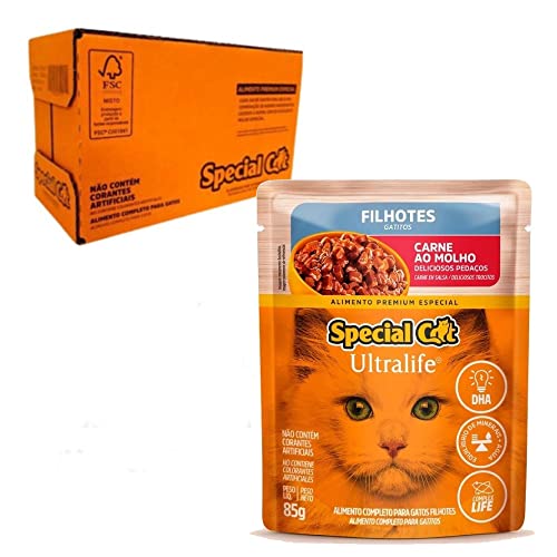 Ração Úmida Special Cat Ultralife para Gatos Filhotes Sabor Carne ao Molho 85g - Pack com 12 unidade