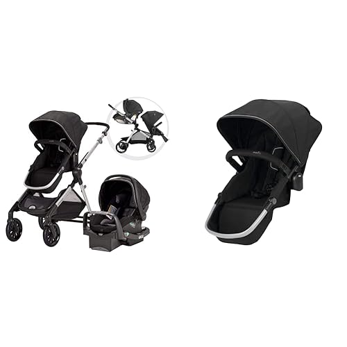 Evenflo Pivot Xpand Sistema de viaje modular con asiento de coche SafeMax infantil y dos asientos para niños pequeños para crecer con tu familia