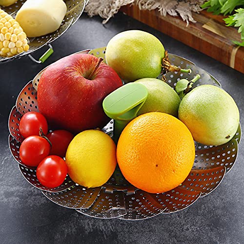 Stainless Steel Vegetable Steamer Basket for Cooking, Food Steamer Basket with Removable Center Handle for Veggie Seafood Cooking, mobzio Folding Expandable Steamer Basket Fit Various Size Pot - Thumbnail 6