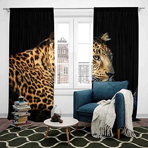 Leopard Window Curtains For Bedroom Living Room Safari Cheetah Print Curtains For Kids Boys Girls Wild Animal Theme Pattern Window Drapes Wildlife Decor Black Window Treatments,52 X 84 Inch,2 Panels #TOP2