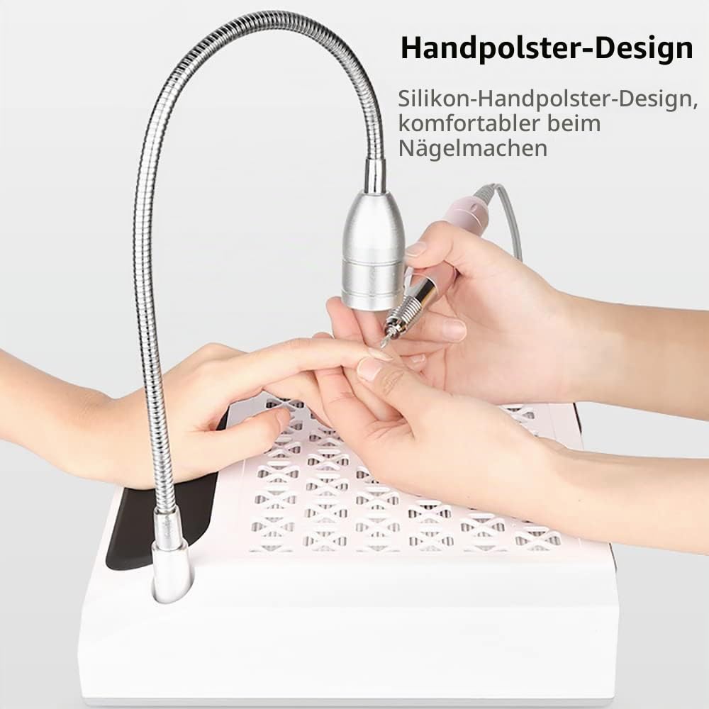 MINRS Nagelstudio Staubabsaugung mit Filter + LED Licht + 6 Nagelbohrer, Nagelstaubsauger, Professionelle Staubabsauger 4300 Umdrehungen pro Minute für Nagelstudio, Salon, Nageldesign