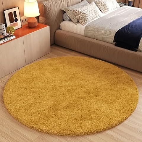 TAPISO Tapis Shaggy Moutarde 160x160 cm Cover
