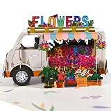 GREETING ART Pop Up Valentines Day Card, 3d Pop Up Card, Flower Truck, Birthday Greeting Cards,Anniv