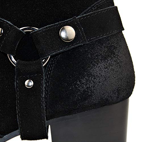 Image of Dress Boot for Men Leather Chukka Designer Boots Casual Heel Shoes Zipper-up by OTTO Zone JY002 Black Suede Belt 9