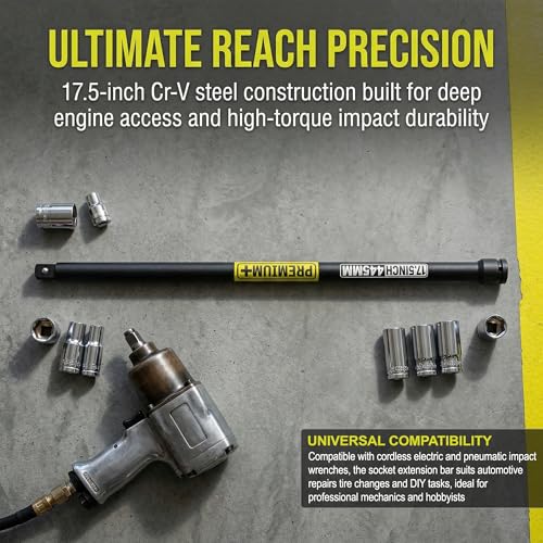 Image of 1 /2 inch Drive Impact Extension Bar, 17.5 Inch Length Socket Extension, CR-V Steel, Narrow and Deep Areas in Automobile Maintenance, Mechanical Assembly or Industrial Operations