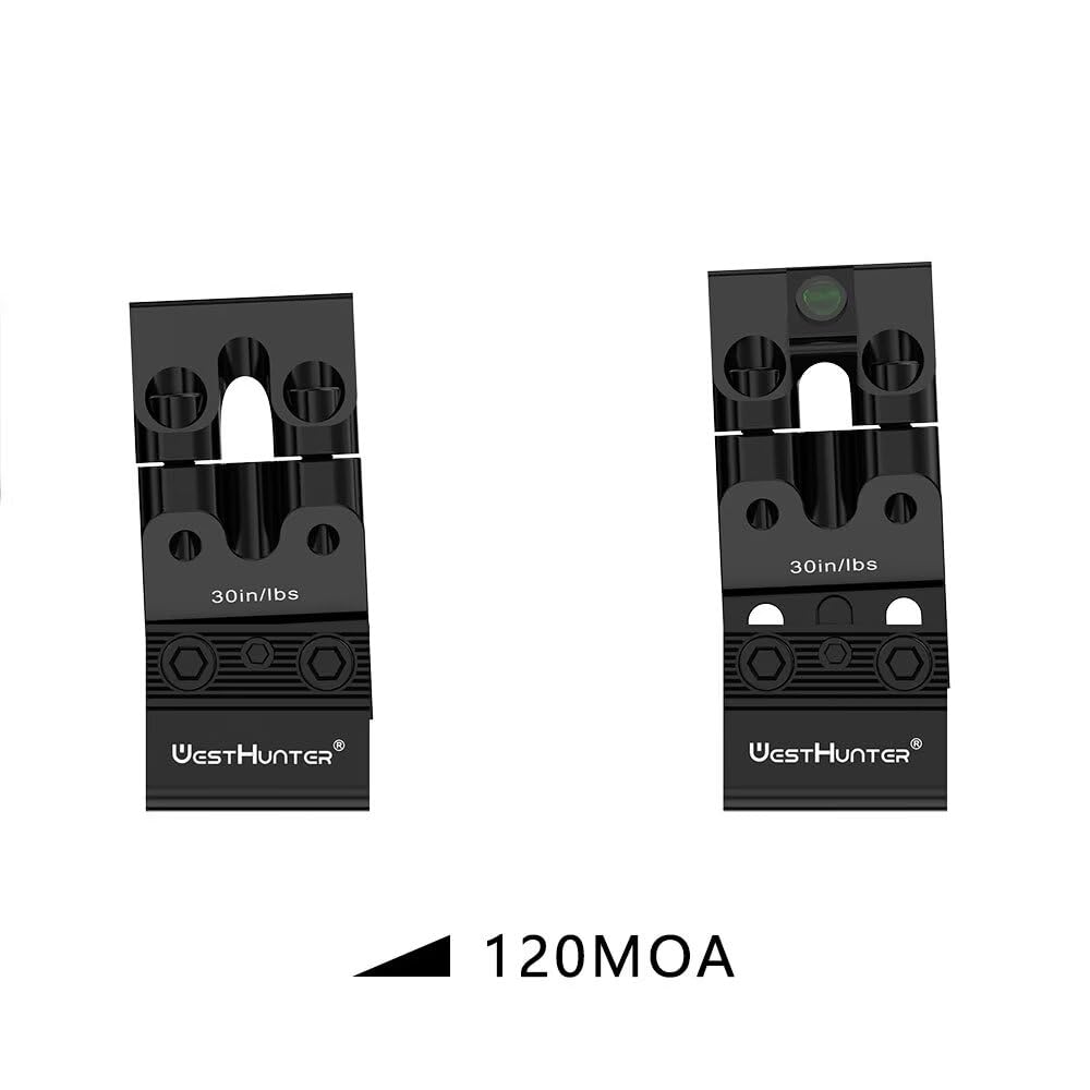 WestHunter Optics – Anneaux de précision à queue d'aronde de 11 mm avec réglage de 120 MOA, tube de 2,5 cm 30 mm 34 mm réglable en hauteur avec niveau à bulle