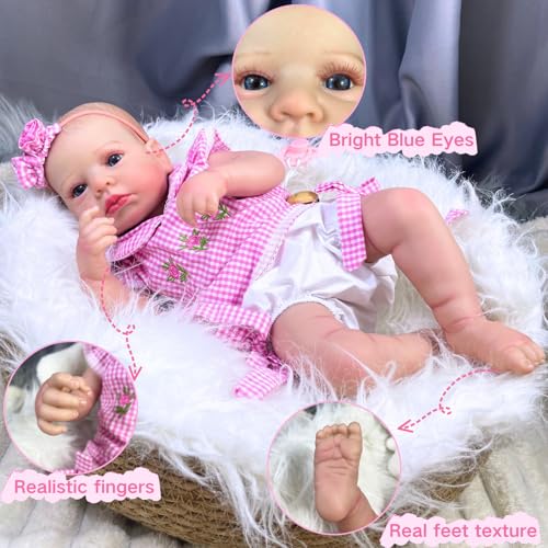 Muñeca Reborn Lifelike 20 Pulgadas Cuerpo Suave y Ojos Azules miniatura 4