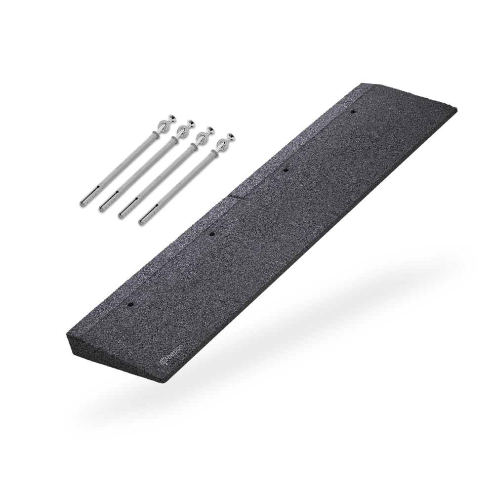 Bepco – Rampa di carico per marciapiede in fibra di gomma, cuneo in gomma con rondelle inserite da avvitare + set di fissaggio (5 x 100 x 25 cm)