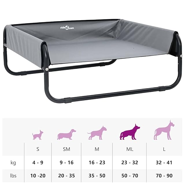 Foto 4 de 8 de vidaXL Cama para Perro Manual Gris Claro 75 x 75 x 30 cm Acero