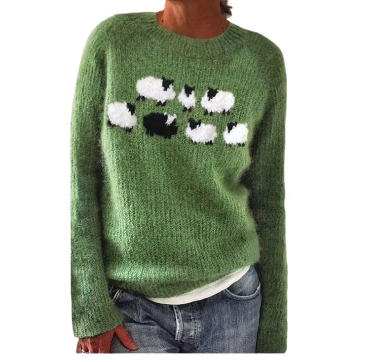 Black Sheep Sweater Women-Women's Oversized Sheep Print Sweaters