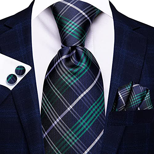 Image of Hi-Tie 3 Pcs Gift Box Mens Tie Set Necktie with Pocket Square Cufflinks Lapel Pin Silk Neck Tie Collection