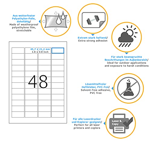 Herma Outdoor Etichette Special 45,7X21,2Mm Bianche Din A4 480 Pezzi - 5