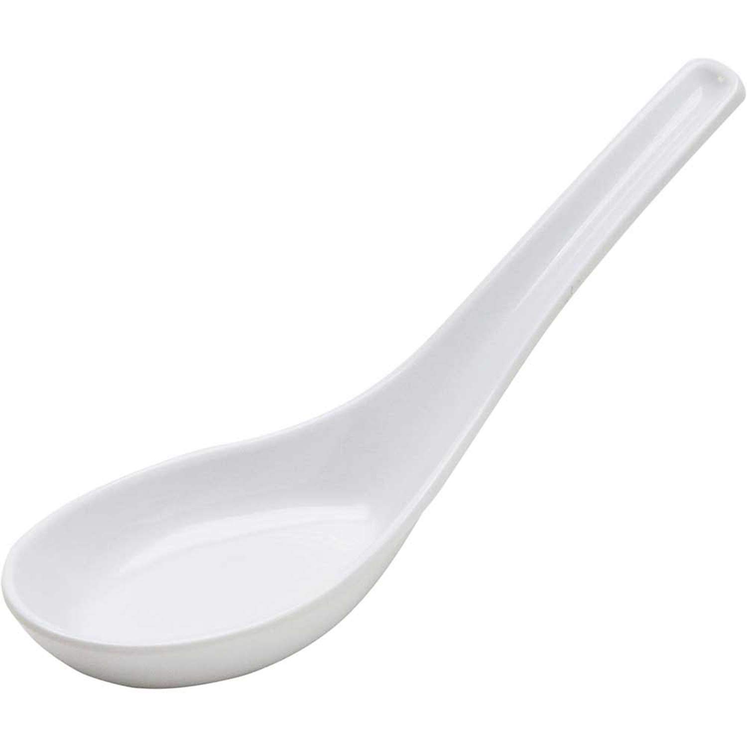 HAINEHAINE Unbreakable Pure Melamine Soup Spoons (13.5 cm), Pack of 6 (White)