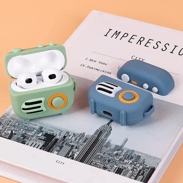 Image of Dezet Cute Soft Silicone Pouh Case for Airpods Pro GEN-2 (2022) � 3D Cartoon Animal Character Cover with Keychain Ring, Shockproof & Dustproof Protective Case for Kids & Girls (REDIO Green)