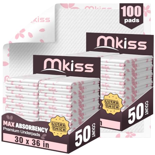 Image of MKISS 100 Count Heavy Duty Disposable Bed Pads 30 inch x 36 inch Incontinence Pads