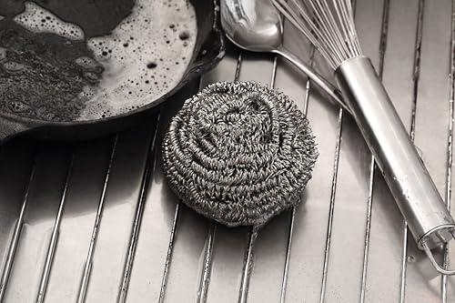 Image of New Star Foodservice Extra Large (50 Grams) Stainless Steel Sponges Scrubbers, Set of 12 (Pack of 4)