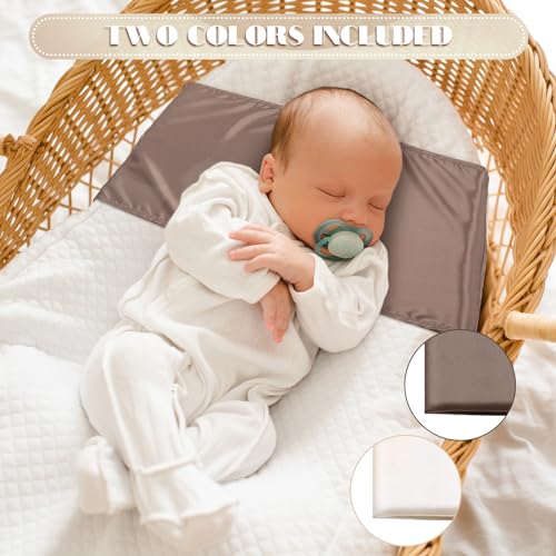 Hosuly 2 Pcs Satin Bassinet Sheet Baby Hair Soft Silk Feeling Sheet Baby Bassinet for Rectangle Cradle Pad Mattress Boys Girls Newborn Infant(Coffee, Khaki) - Image 5