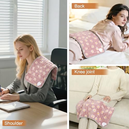 Image of Electric Heating pad for Back Neck Shoulder Knee Arms Legs | Heat Pads with 6 Heat Settings & Auto Shut Off &Dry /Moist for Birthday Mother Father Girl Men Women, LittleDaisy