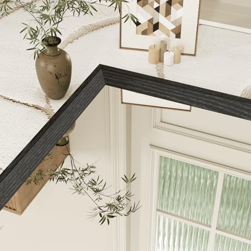 Image of WEER Black Bathroom Mirror, 56x76cm Faux Wood Frame Rectangular Wall Mirror
